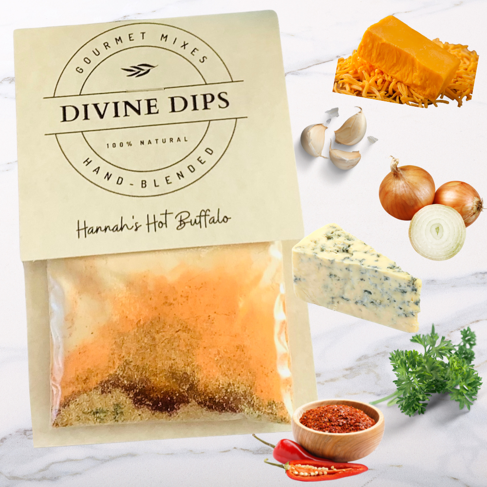 Divine Dips - Hannah’s Hot Buffalo Seasoning Dip Mix & Cheese ball