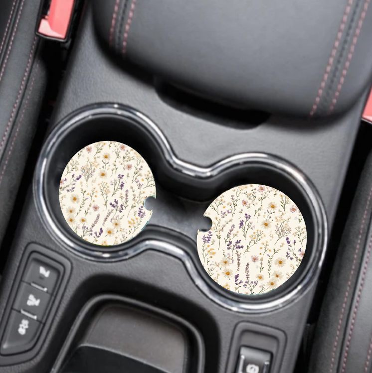 Wild Flowers Doodle Car Coaster Set