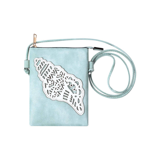 Shine Mark Accessories - Blue - Laser Cut Crossbody Cellphone Bag - Sea Shell