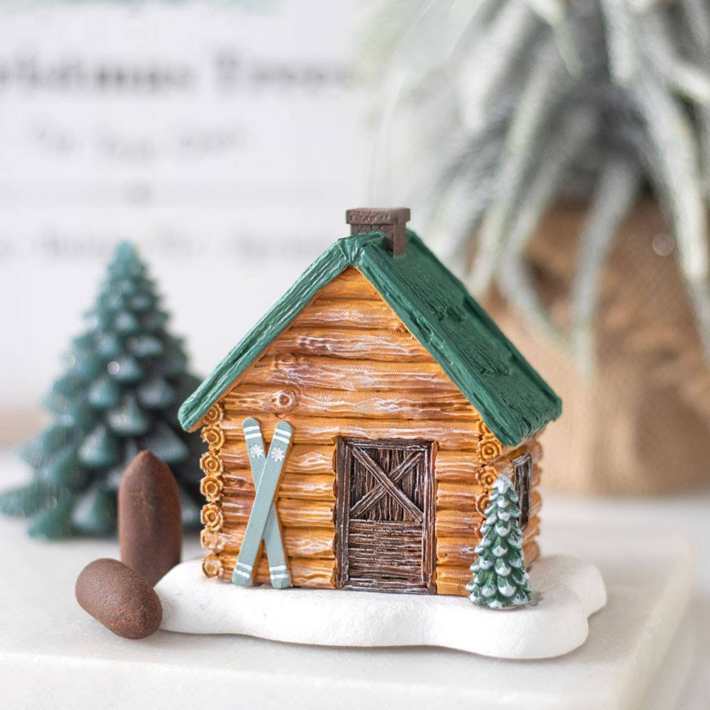 Winter Cabin Ski Chalet Incense Cone Holder
