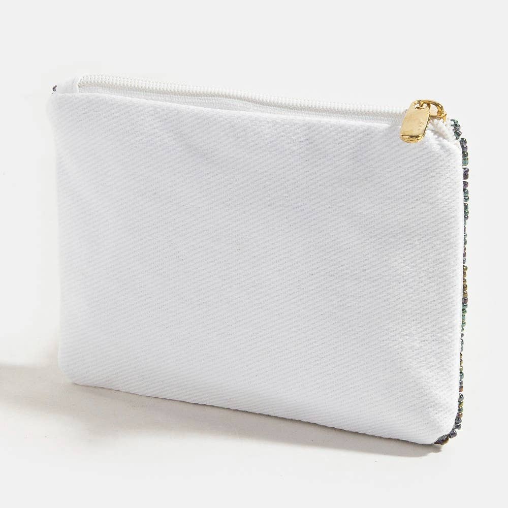 Sea Anchor And Rope Seed Beaded Coin Purse
