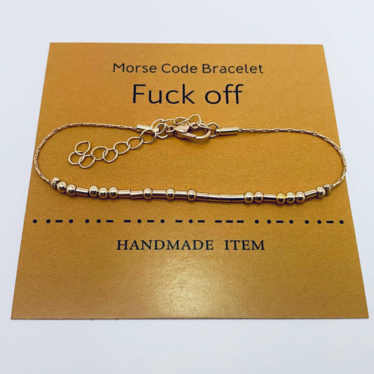 Mio Queena - Handmade Golden Morse Code Bracelet: Fuck off
