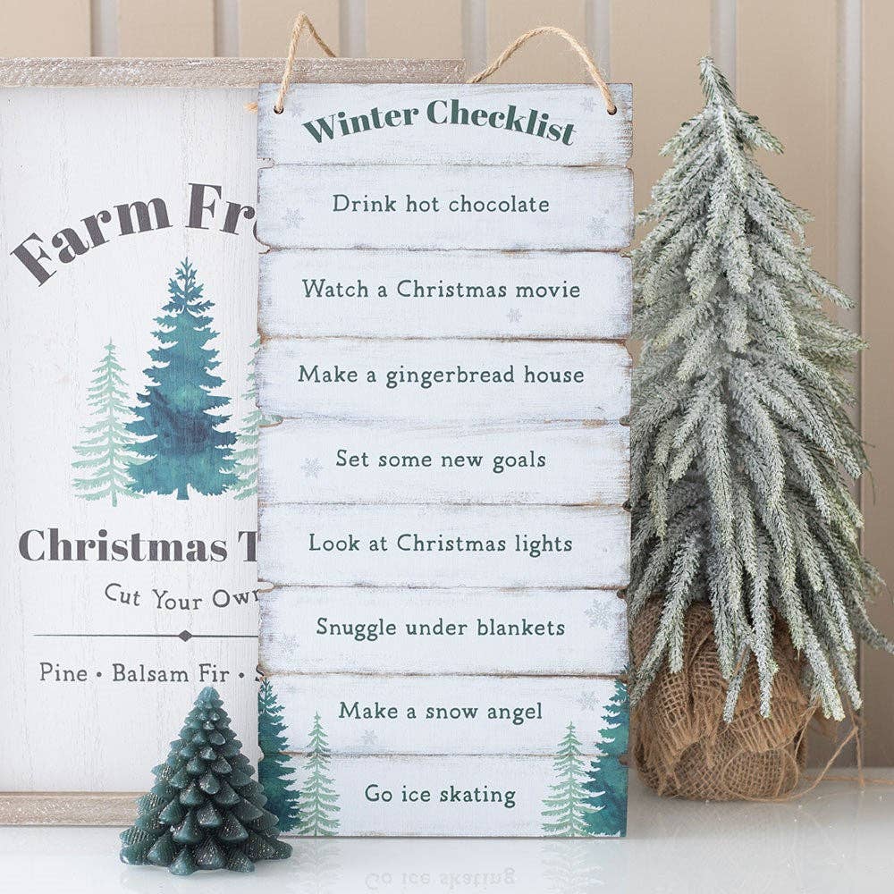 Winter Wonderland Christmas Checklist Hanging Sign