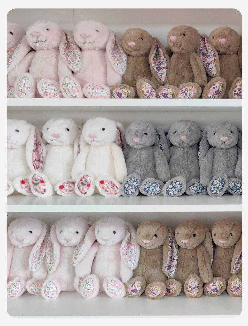 Auraquise - Spring Easter Floral Plush Bunny Pink