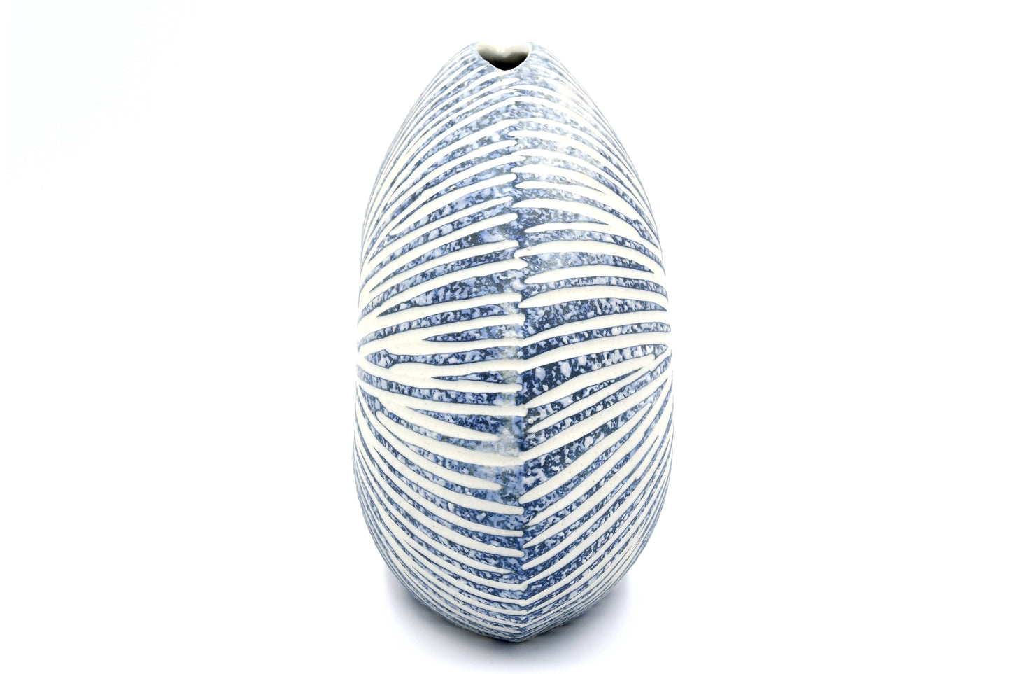 Art Floral Trading LLC - Round Diva Porcelain Bud Vase - White with Blue Strokes