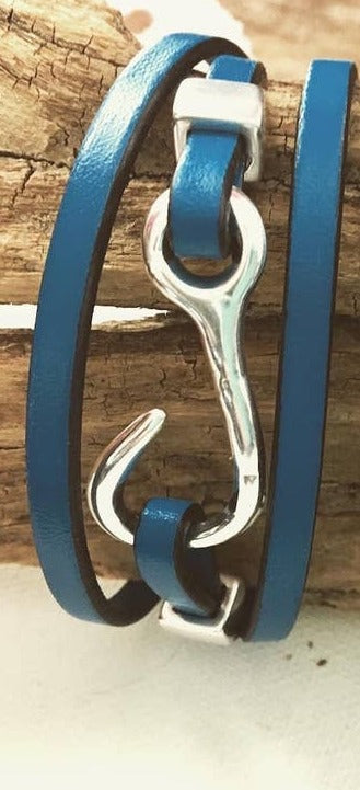 Jackie Gallagher - Fish Hook Leather Wrap Bracelet - Turquoise