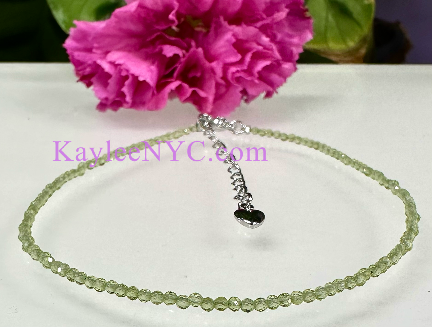 Natural Peridot Anklet Stainless Steel Finding