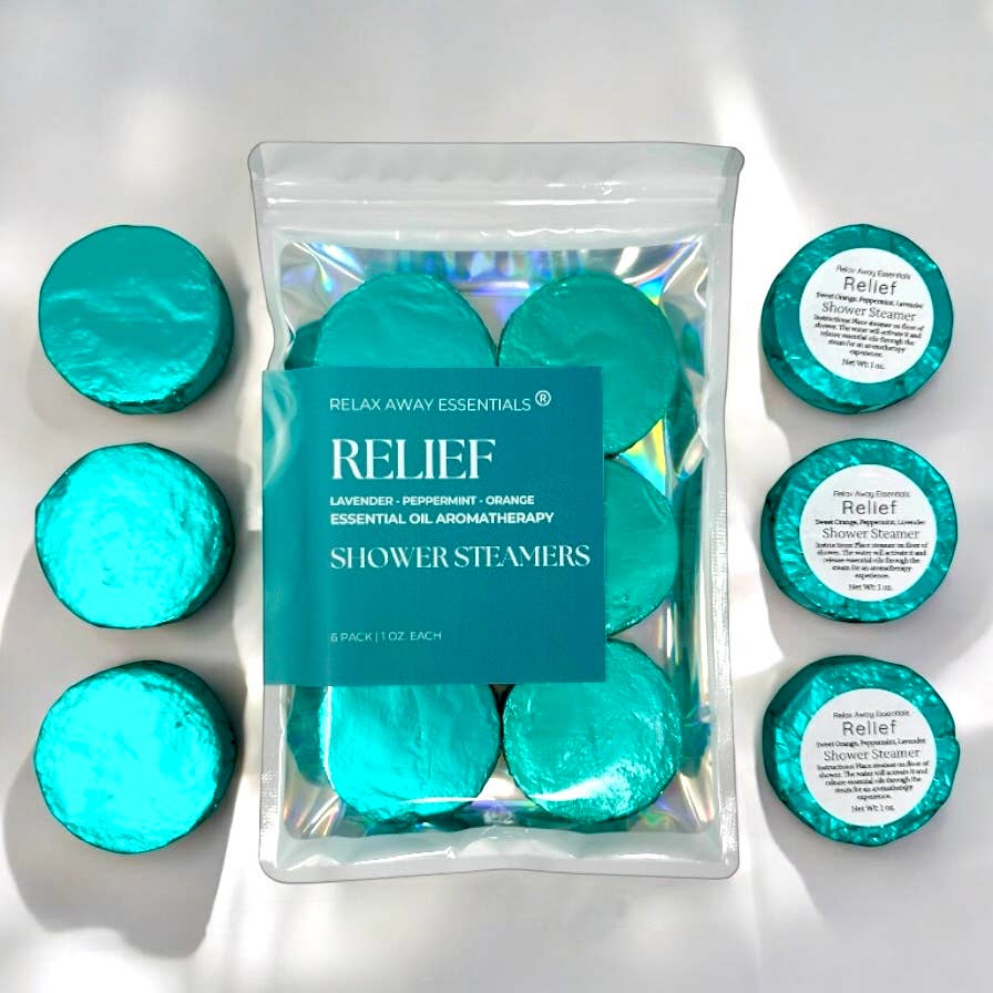 Relax Away Essentials - Relief Shower Steamers 6 Pack - Made in USA - Aromatherapy 