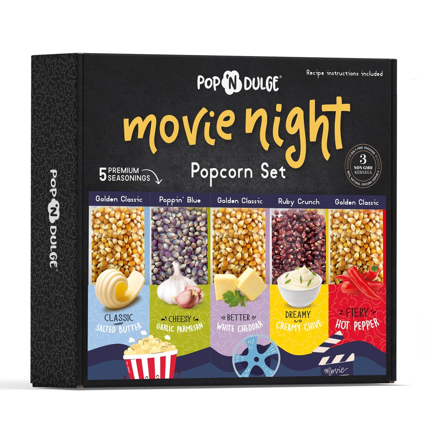 Pop 'N Dulge - Movie Night Gift Basket Gourmet Popcorn Gift Set Fathers Day