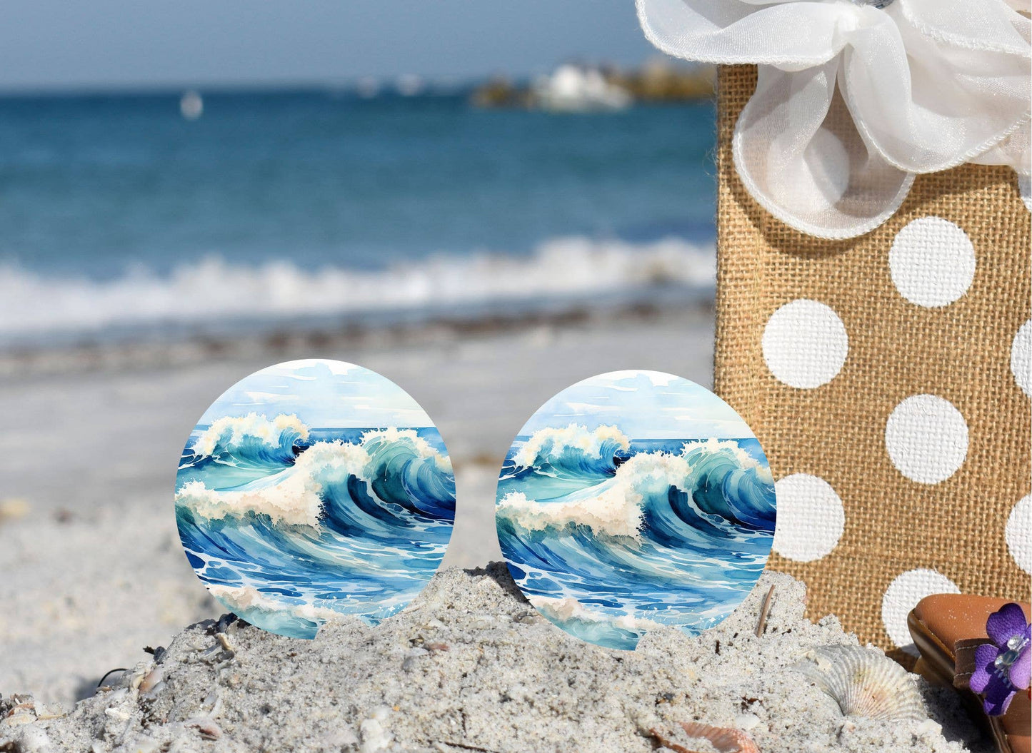 Dulce Press - Watercolor Waves Car Coaster