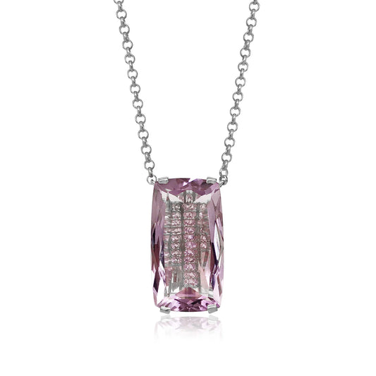 Vianna Transparenza Pink Amethyst Necklace - Silver Chain