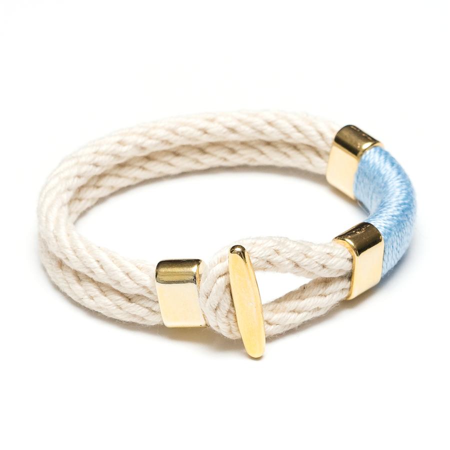 Allison Cole Jewelry - Cambridge Bracelet Ivory/ Light Blue/ Gold