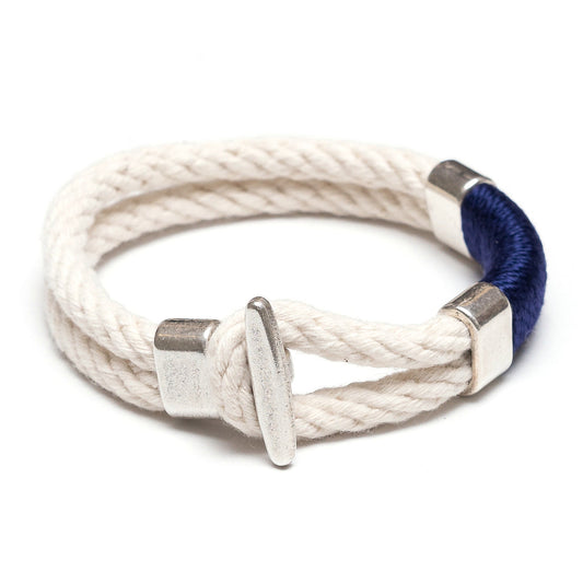 Allison Cole Jewelry - Cambridge Bracelet Ivory/ Navy/ Silver