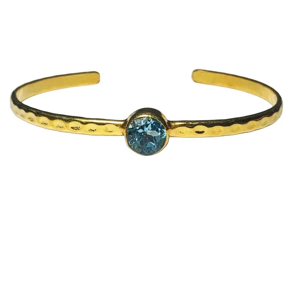 Freedom Stone Blue Topaz Shine Cuff - Gold Plated over Brass