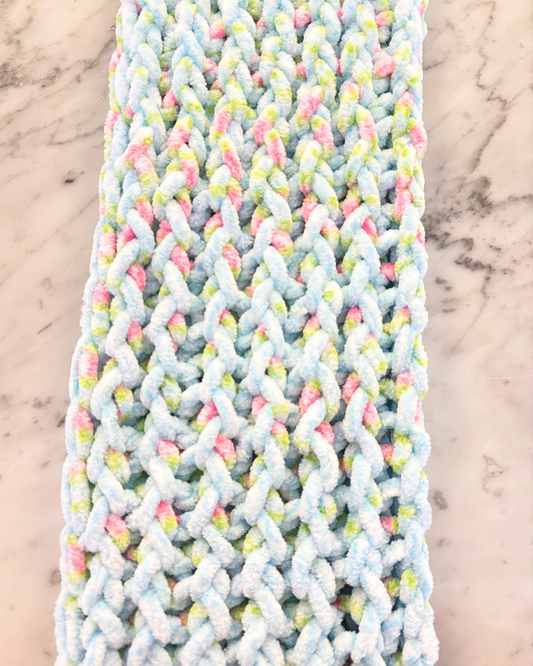 Handmade Scarf Roses on Blue - JLN Handmade