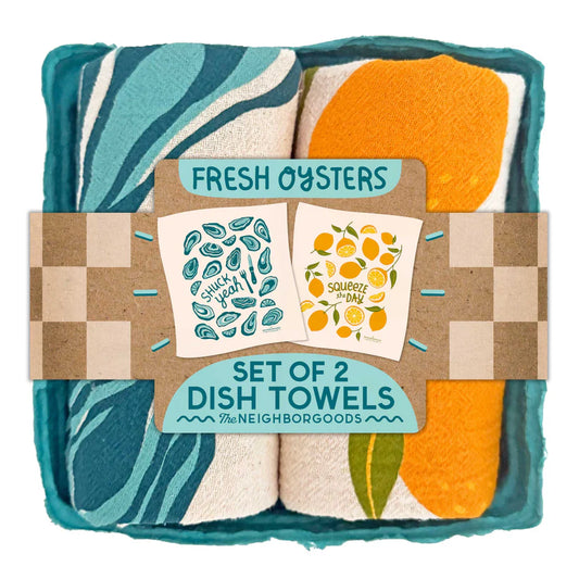 The Neighborgoods - Fresh Oysters - Dish Towel Set of 2