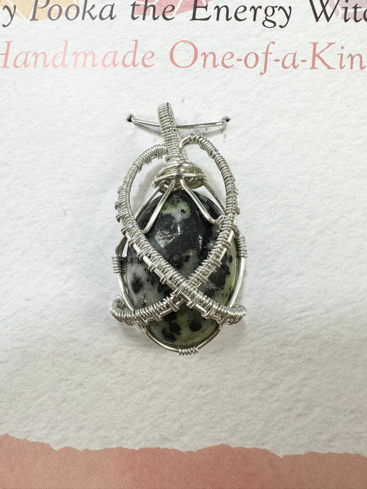 Pooka the Energy Witch - Wire Wrap Pendant - Serpentine