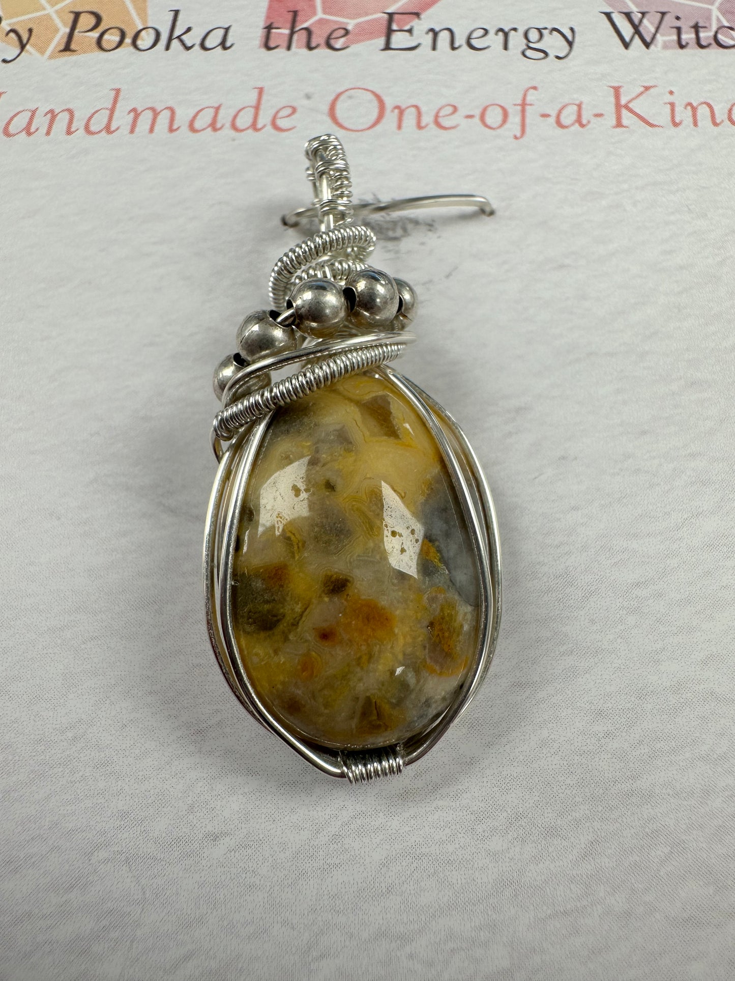 Pooka the Energy Witch - Wire Wrap Pendant - Orange Agate