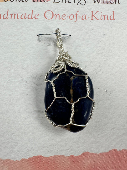 Pooka the Energy Witch - Wire Wrap Pendant - Sodalite - Virgo, Sagittarius, Scorpio