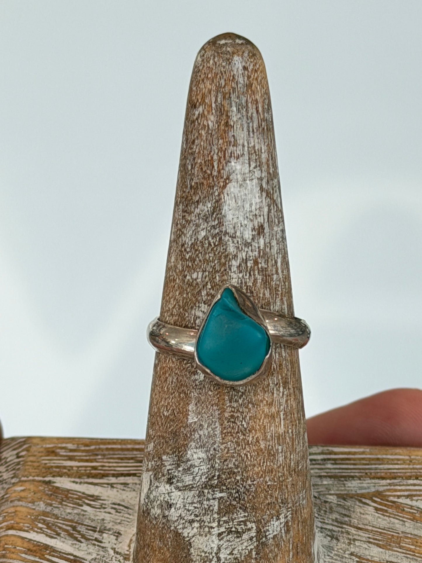 Handmade Sea Glass Ring - Sterling Silver, Adjustable