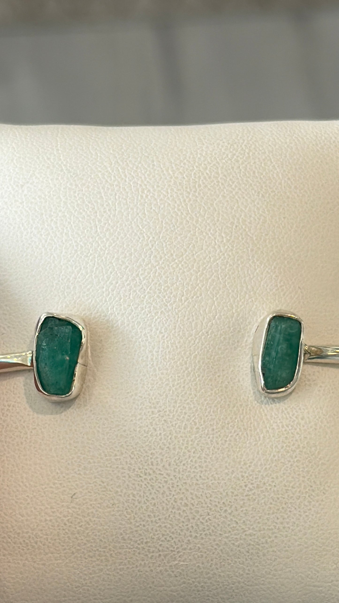 Handmade Raw Emerald Cuff - Sterling Silver