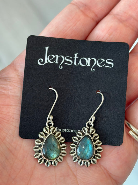 Handmade Labradorite Earrings - Sterling Silver