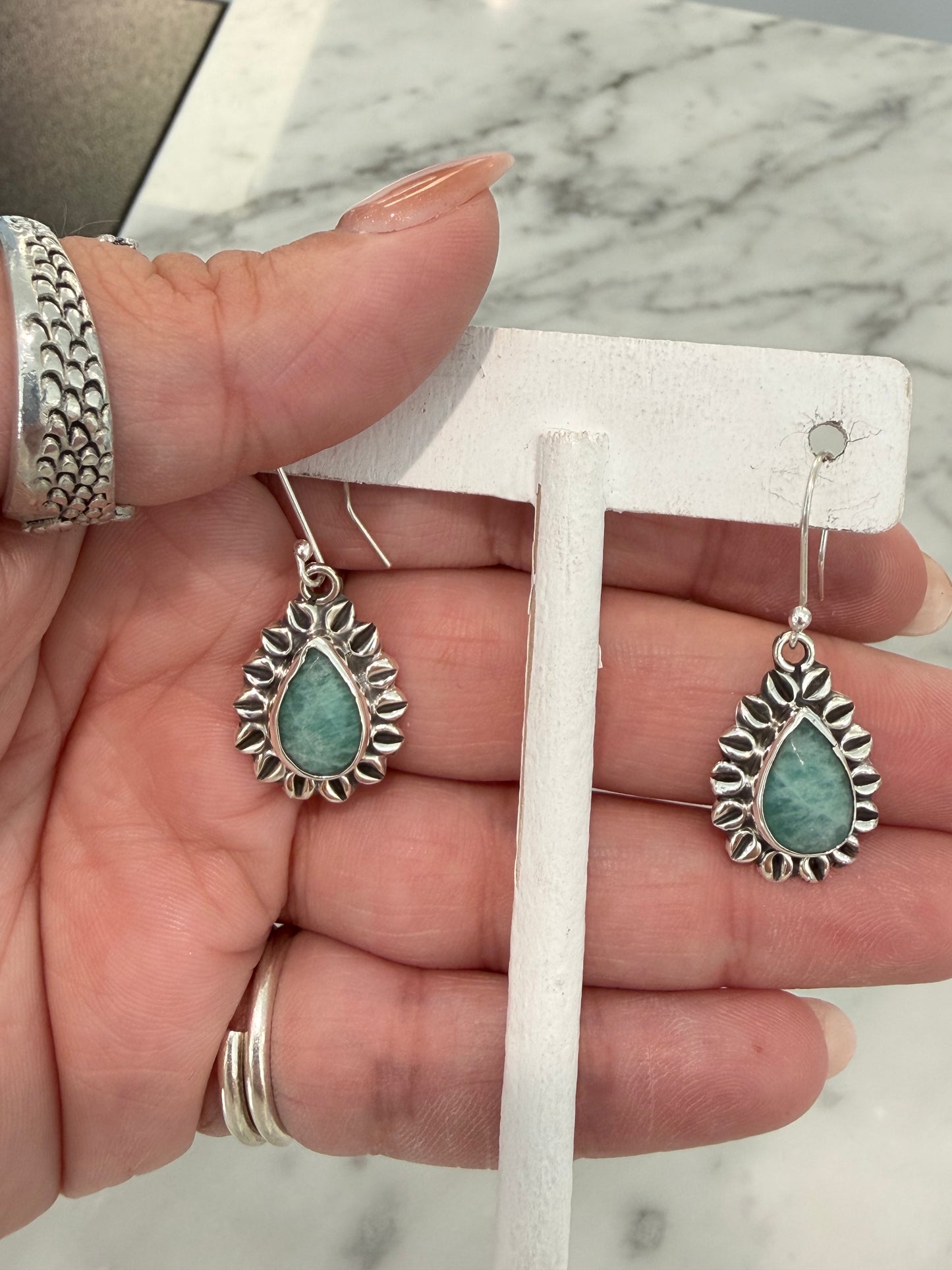 Handmade Larimar Earrings - Sterling Silver
