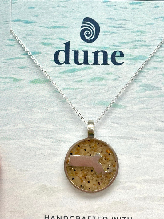 Massachusetts Necklace Sterling Silver - Sand from Harbor Beach, Provincetown, MA