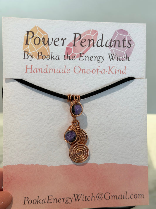 Pooka the Energy Witch - Copper Wire Wrap Pendant - Charoite
