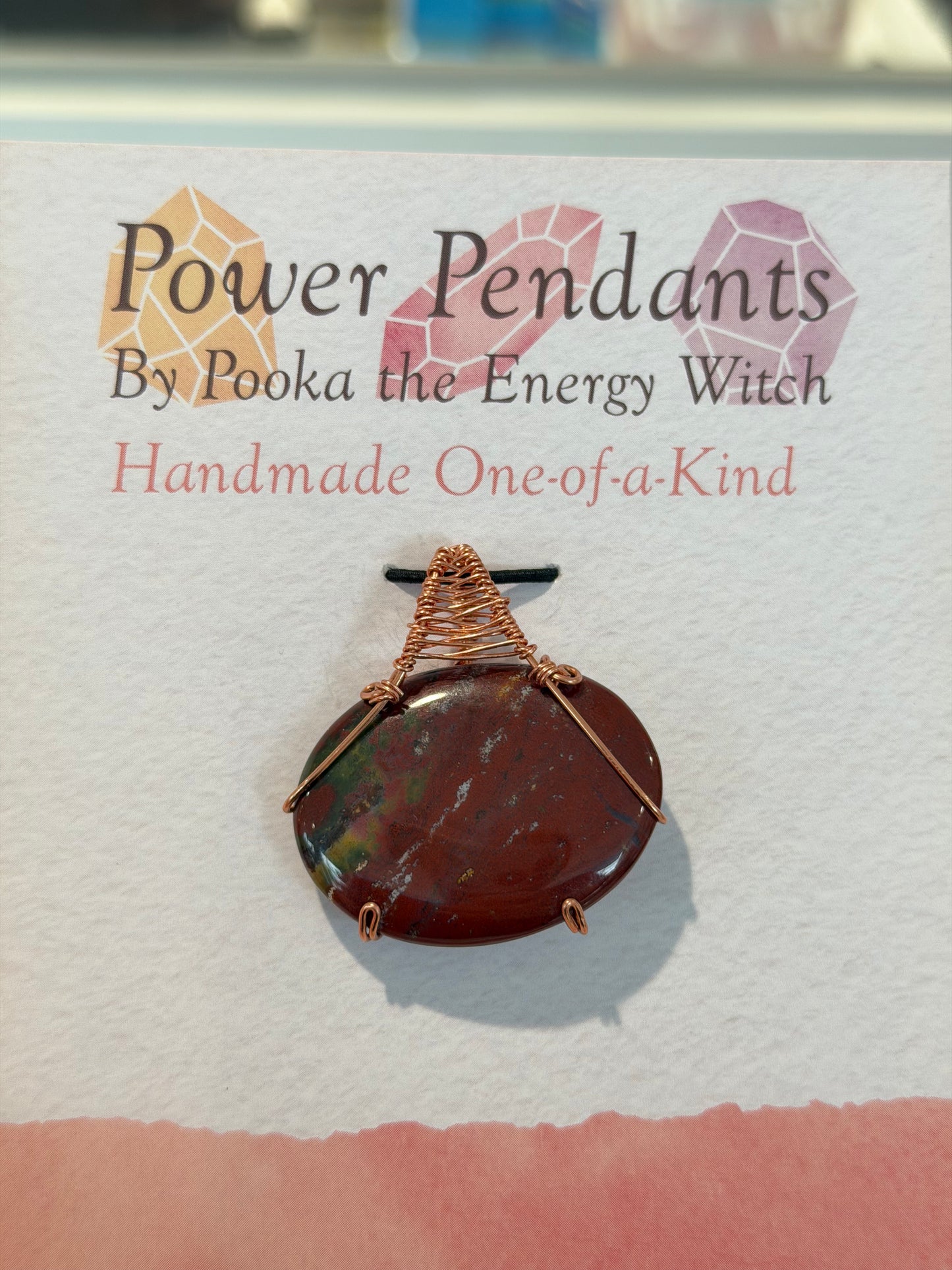 Pooka the Energy Witch - Copper Wire Wrap Pendant - Bloodstone