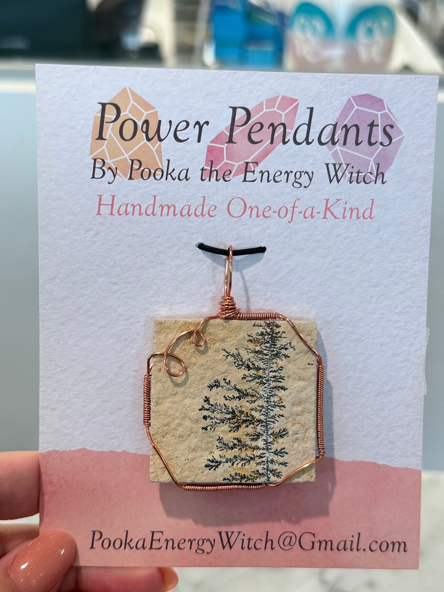 Pooka the Energy Witch - Copper Wire Wrap Pendant - Dendrite