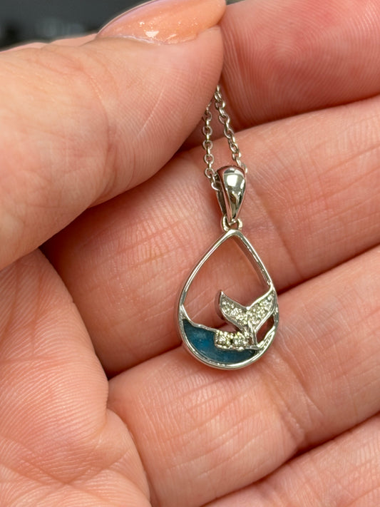 Sample Sale Necklace - Diamond and Apatite Whale