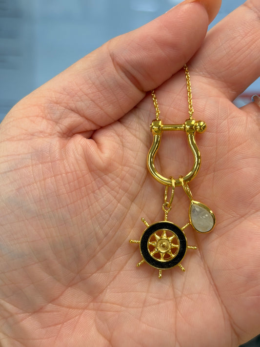 Sample Sale Necklace - Blue Sandstone + Moonstone