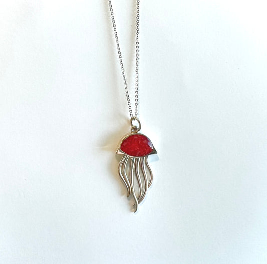 Dune Jewelry - Jellyfish Necklace - Red Coral