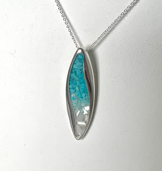 Ocean Current Necklace Turquoise Gradient w/ MOP