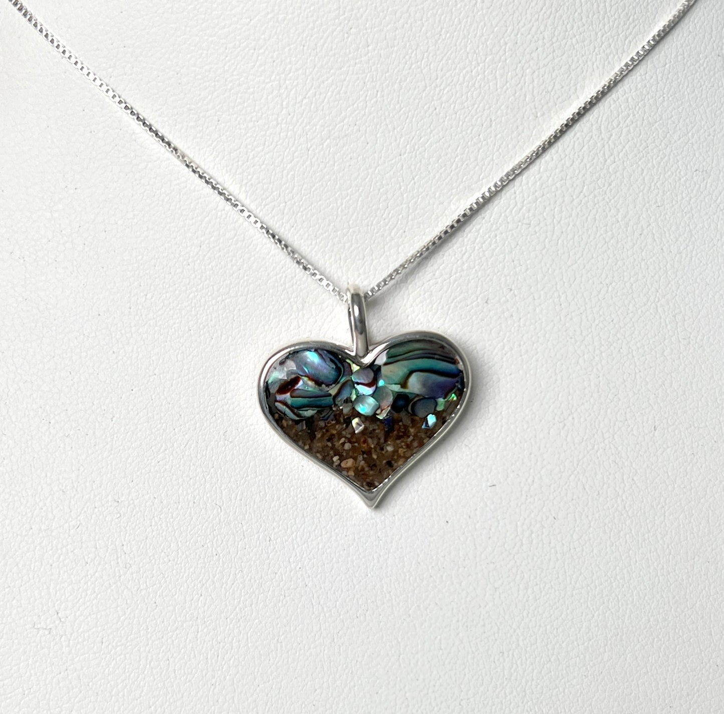 Heart of Sand Necklace Abalone Gradient w/ Hills Beach ME Sand