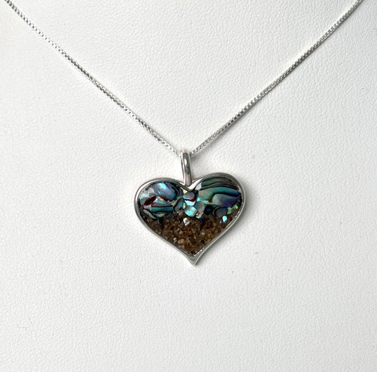 Heart of Sand Necklace Abalone Gradient w/ Hills Beach ME Sand