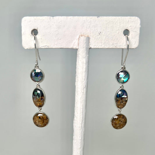 Raindrop Earrings - Abalone Gradient w/ Hills Beach ME