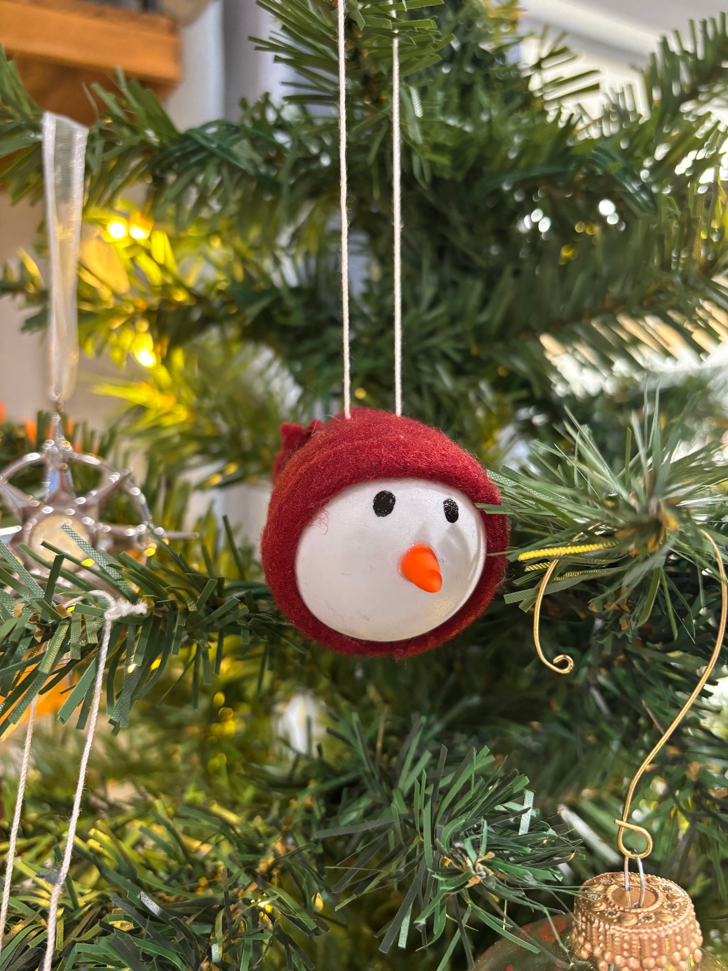 Snowman head with hat Ornament by NJB