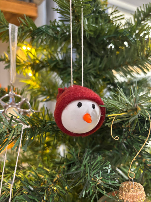 Snowman head with hat Ornament by NJB