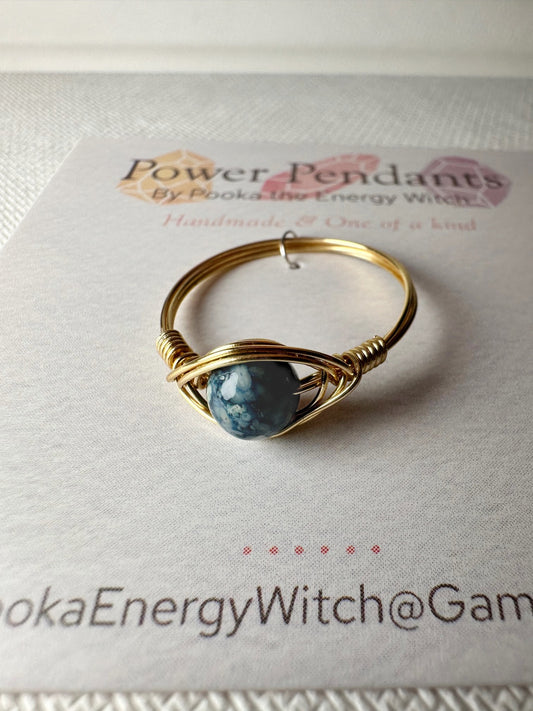 Pooka the Energy Witch - Wire Wrap Ring - Gold Colored Wrap  - Imperial Jasper