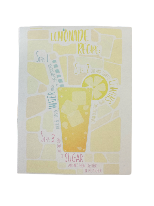 Lemonade Recipe Greeting Card made by Local Artist Yoshi Le-Killough