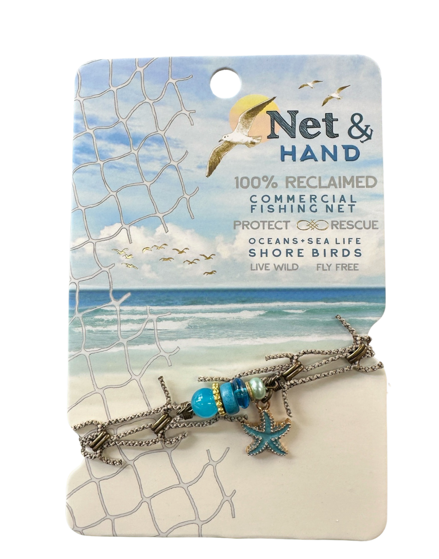 Net & Hand Reclaimed Fishing Net Bracelet - Blue Starfish