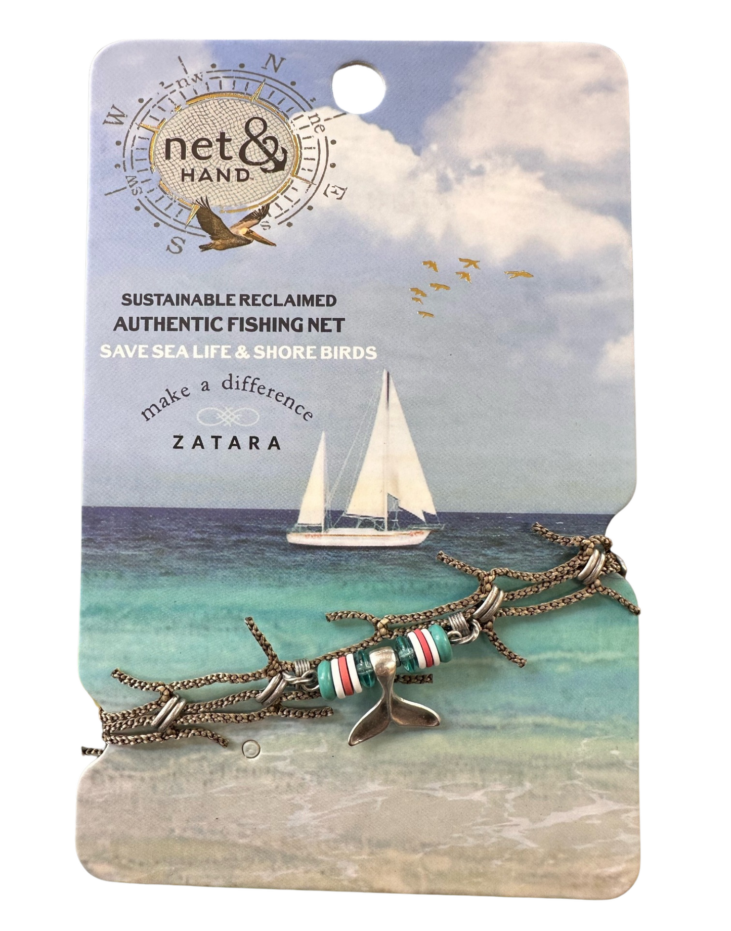 Net & Hand Reclaimed Fishing Net Bracelet - Whale Tail
