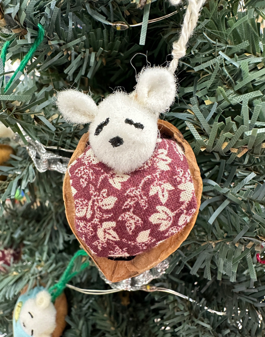 Handmade Mouse in a Walnut Shell Ornament by NJB Designs