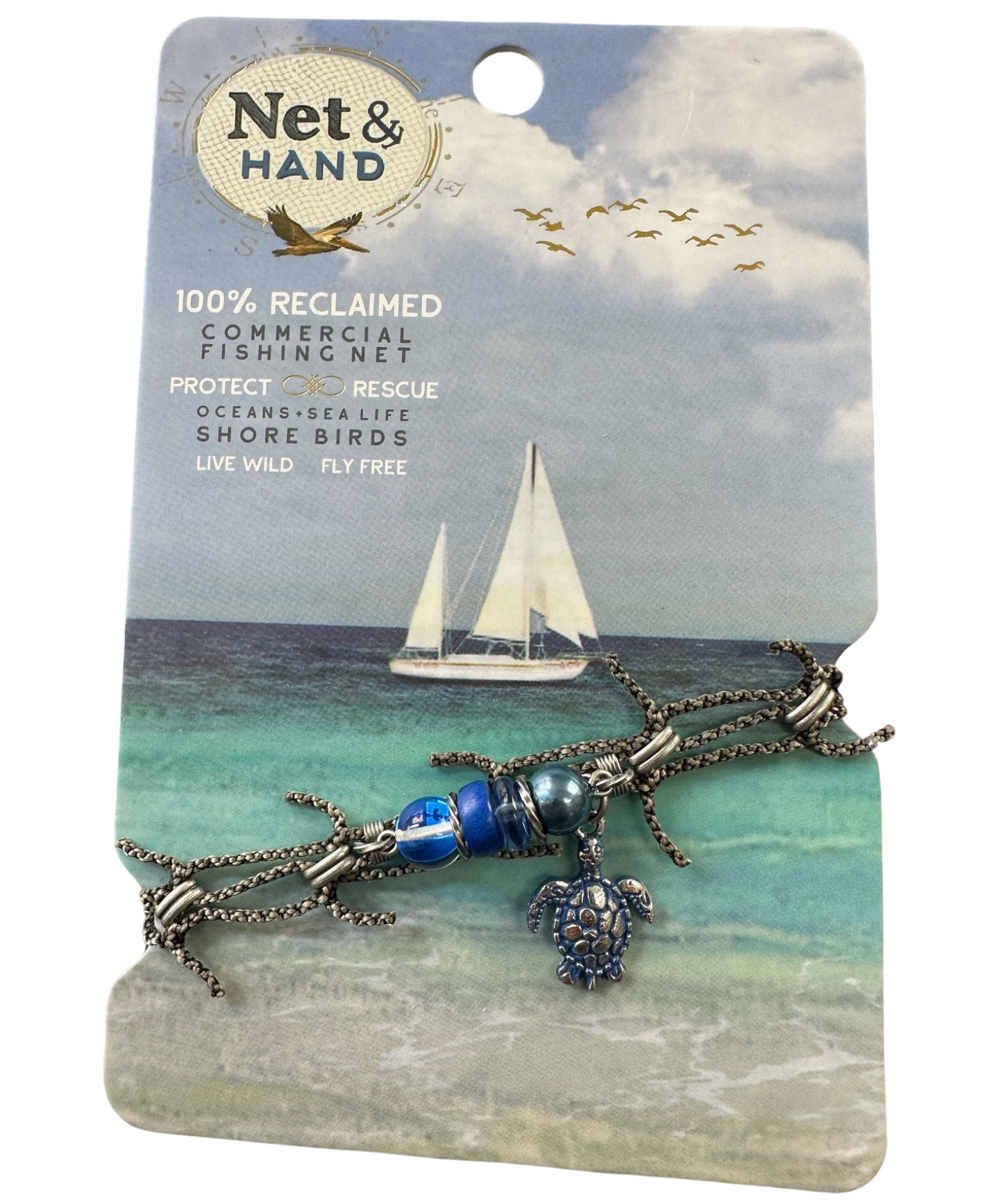 Net & Hand Reclaimed Fishing Net Bracelet - Sea Turtle