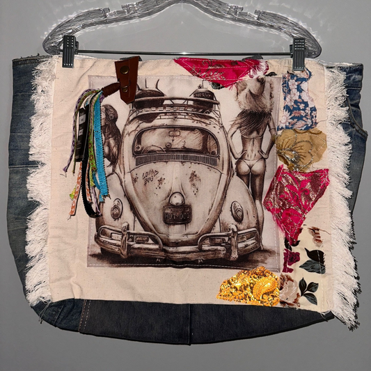 Recycled Jeans Tote Bag - Volkswagen