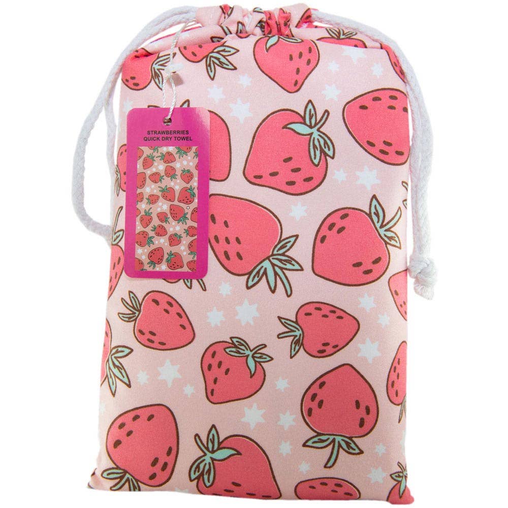 Katydid - Strawberries Quick Dry Beach Towel: Pink Hues
