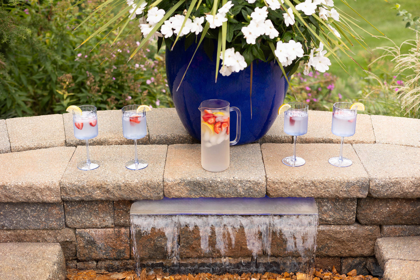 Jeanne Fitz - Scalloped Edge Glasses, wine, Blue