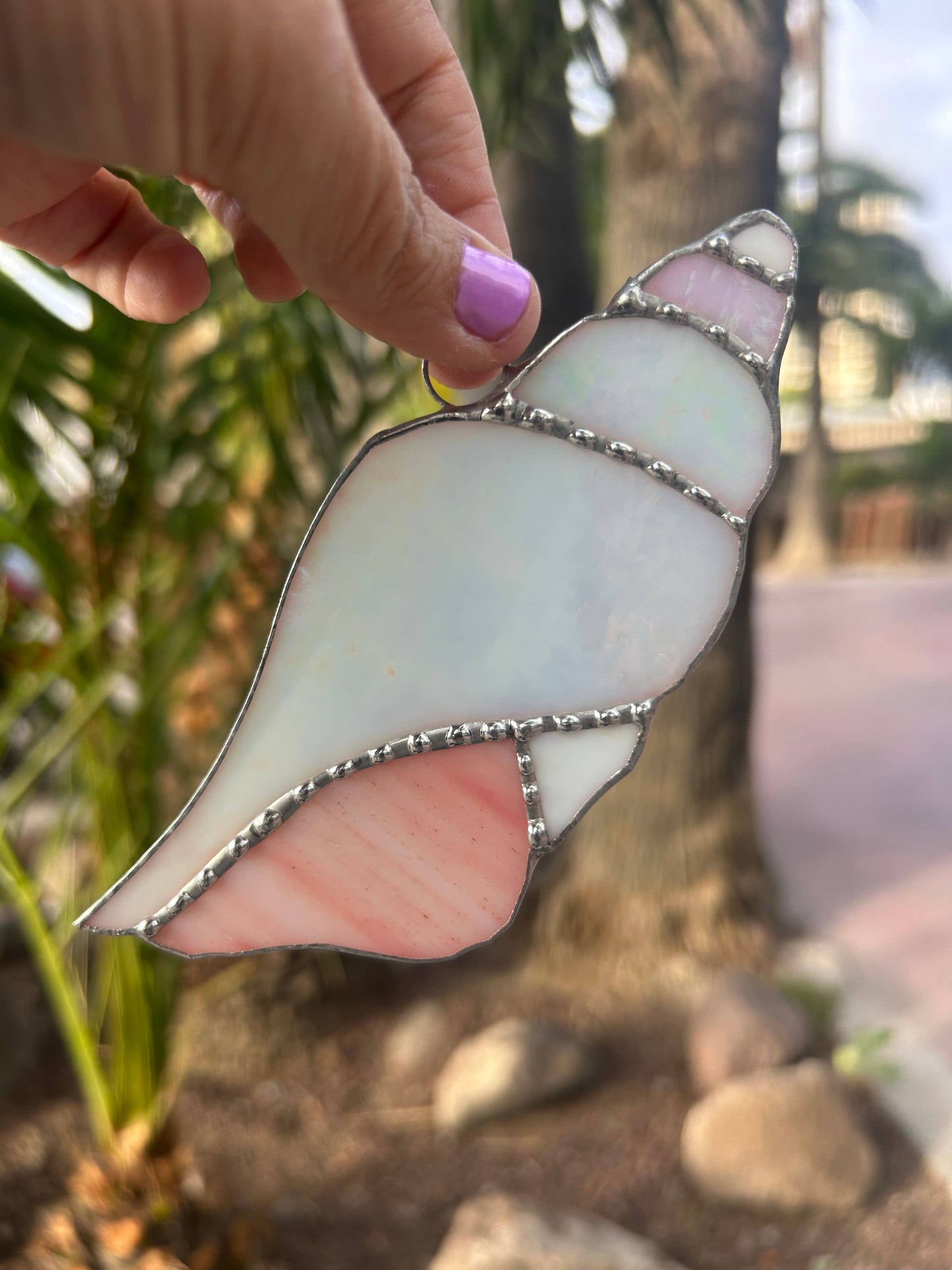 Stained Glass Spiral Seashell Suncatcher